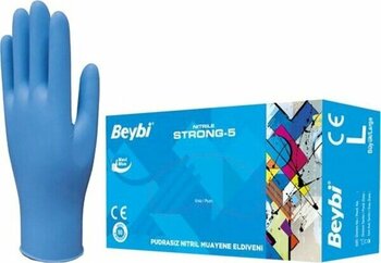 Beybi Nitril Mavi %10 Pudrsz Strong-5 Eldiv.large (100 Adet) - L