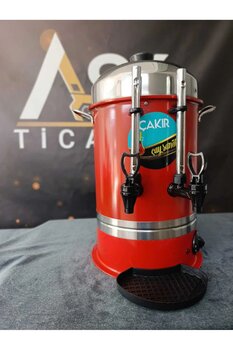 ÇAKIR Çelik Elektrikli Çay Semaveri, 80 Bardak, Endüstriyel Çay Otomatı, Silikon Musluk, Göstergeli