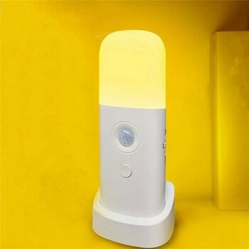 MDS Hareket Sensörlü Şarjlı LED Gece Lambası – 2000 mAh Uzun Ömürlü Pil, 120° Algılama, 5 Kademe Parlaklık, Otomatik Aç/Kapa, SOS Modu" - Beyaz