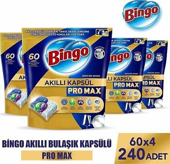 Bingo Akıllı Kapsül Pro Max Bulaşık Makinesi Tableti 60'lı 4 Adet