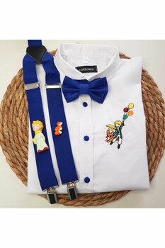 cool partyshop Küçük Prens Konseptli Askı Papyon Gömlek 5-6 Yaş Beden