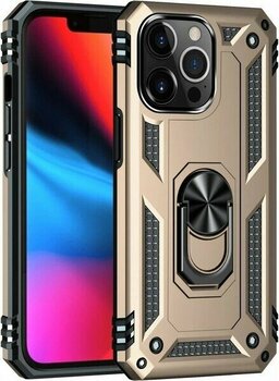 Newface iPhone 13 Pro Max Kılıf Sofya Yüzüklü Silikon Kapak - Gold
