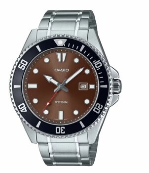 Casio Mdv-107D-5Avdf Quartz Çelik Gri Kahverengi Kadran 20 Atm 46 Mm Erkek Kol Saati