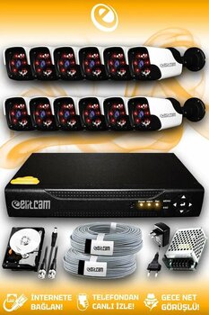 Elitcam Panda 12 16 CH 12 Kamera Full HD Güvenlik Kamerası Sistemi