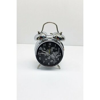 Tekno Trust Dekoratif Alarmlı - Çanlı Çalar Saat Ev Ofis Aksesuar Nostaljik Metal Masa Saati 15X12X6 cm
