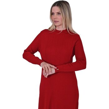 Invee Yün Saç Örgü Triko Elbise KIRMIZI - 2 - Kırmızı