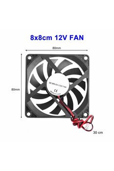 Roboyol Store Dc 12v Fan 80x80mm 8010 8x8cm Sessiz 2 Pin Fırçasız Soğutma Fanı Kuluçka Ekran Kartı Cooler