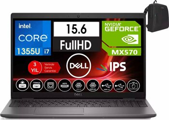 Dell Latitude 3550 Intel Core i7-1355U 48 GB RAM 512 GB SSD 15,6 inç 1920 x 1080 Nvidia GeForce MX570 Freedos Taşınabilir Bilgisayar WN012L54501412