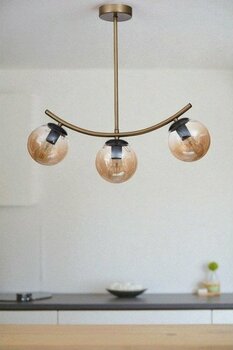 Velvet 3 Lü Eskitme Bal Camlı Plafonyer Avize - Renkli