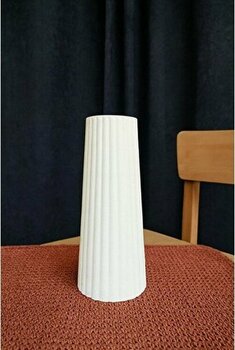 Ogwanto Beyaz Seramik Görünümlü Dekoratif Vazo - Modern / Minimal Tasarım