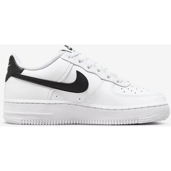 Nike Air Force 1 Af1 Gs Leather Unisex Sneaker Swoosh Hakiki Deri Günlük Spor Ayakkabı Beyaz Siyah - 38,5 - Siyah - Beyaz