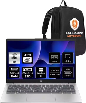 Hp 14 Intel Core Ultra 7 155H 48Gb Ddr5 256Gb Ssd 14" Fhd W11H Dizüstü Bilgisayar & Çanta