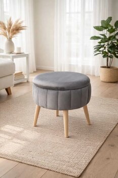 İMOKA DİZAYN ARLİN Babyface Antrasit Modern Sandıklı Dekoratif Puf Sandalye