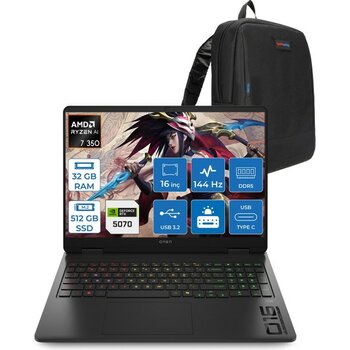 Hp Omen 16-AP0006NT Amd Ryzen Aı 7 350 32GB Ddr5 512GB SSD RTX5070 8gb Gddr7 16 Inç Wuxga (1920 x 1200) 144HZ 300NİTS IPS Freedos Taşınabilir Bilgi...