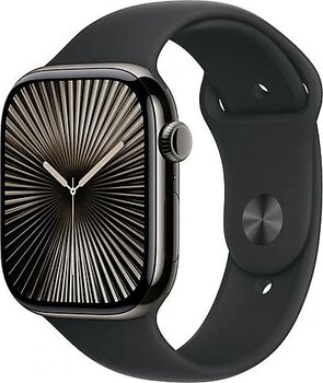 Apple Watch Series 10 GPS + Cellular 46mm Arduvaz Titanyum Kasa ve Siyah Spor Kordon Akıllı Saat