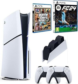Sony Playstation 5 Slim Standart Edition + 2. PS5 DualSense+ Şarj + Fc 24 + Gta 5 (İthalatçı Garantili)