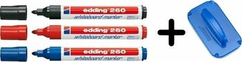 Edding 260 Beyaz Tahta Kalemi Mavi Siyah Kırmızı Ve Tahta Silgisi
