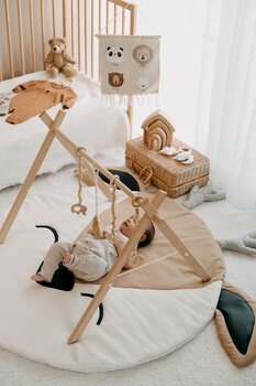 DERY BABY Oyun Halısı Ahşap Bebek Oyun Alanı Etkinlik Baby Gym Sallanan Oyuncaklar Dahil Roe