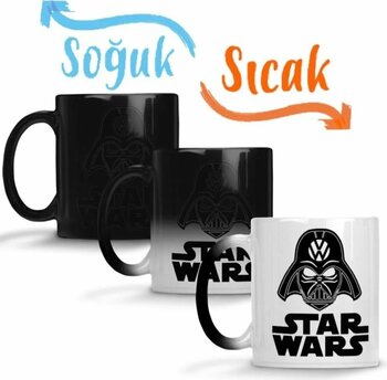 Baskı Dükkanı Star Wars Logo Sihirli Kupa Bardak Porselen