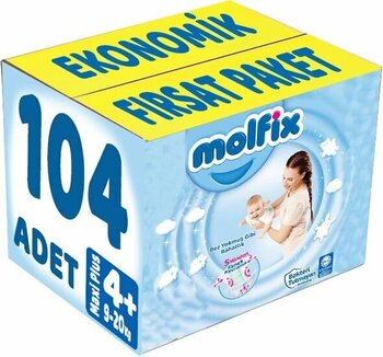 Molfix Bebek Bezi Beden:4+ (9-20Kg) Maxi Plus 104 Adet Ekonomik Fırsat Pk