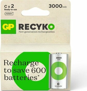 Gp Batteries Recyko 3000 C Boy Ni-Mh Şarjlı Pil, 1.2 Volt, 2'li Kart