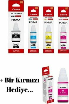 Canon GI490 Pixma G2415 4 Renk Orjinal Mürekkep Seti + 1 Kırmızı Hediye GI-490 143 1- A1 673 112 101 103 664 - Açık Siyah