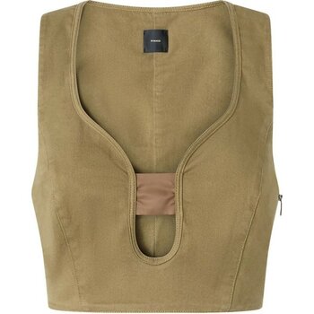 Pinko Kare Yaka Düz Açık Kahve Kadın Bluz 104666 - 42