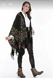 Nilbutik Kadın Çift Taraflı Omuz Şal Panço