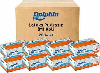 Dolphin Beyaz Lateks Eldiven Pudrasız (M) 100'LÜ x 20 Paket - M