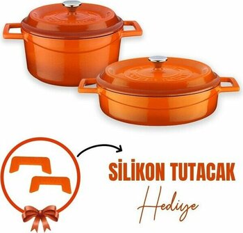 Lava Döküm 2x Trendy Serisi 5 Parça Tencere Seti - Turuncu