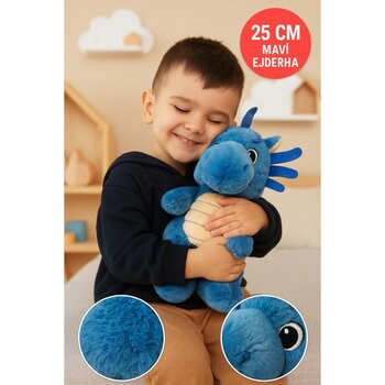 Toyfest Mavi Ejderha Peluş Oyuncak – Yumuşak Dolgulu Sevimli Peluş Ejderha 28 cm Çocuk Oyuncak - 25 - Kırmızı