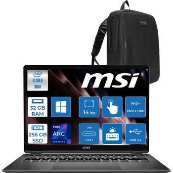 Msı Prestıge 14 Flıp Aı+ D3MTG  Intel Core Ultra 9 386H Aı 32GB Ddr5 256GB SSD 14” Fhd+ (1920X1200), OLED Touch, 100% Dcı-P3+Msi Nano Kalem WIN11PR...
