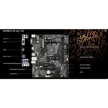 Gıgabyte A520M K V2 1.0 A520 Ddr4 VGA Glan Matx HDMI M2 Usb3.1 Am4 Amd Anakart