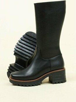 Birikon Kalın Topuk Cilt Yarım Çizme SİYAH - Siyah - 39