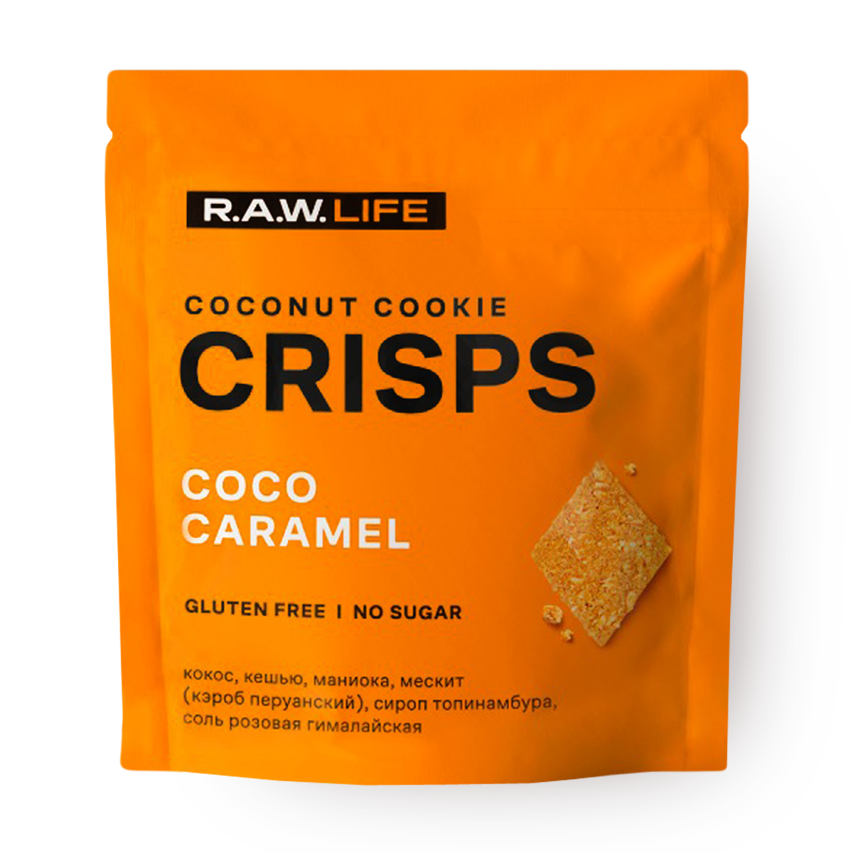 Изображение товара Печенье кокосовое Crisps RawLife кокос-карамель без сахара 35 г
