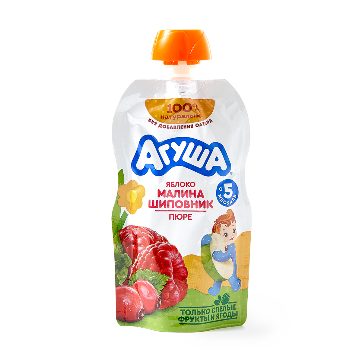 Изображение товара Пюре «Агуша» яблоко, малина, шиповник с 6 месяцев 90 мл