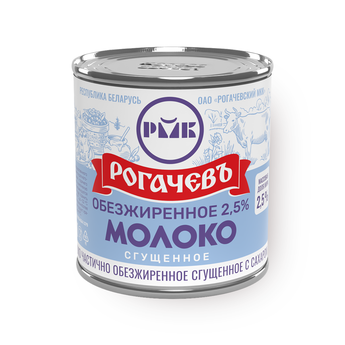 Изображение товара Молоко сгущённое обезжиренное «Рогачевъ» 2,5% 380 г