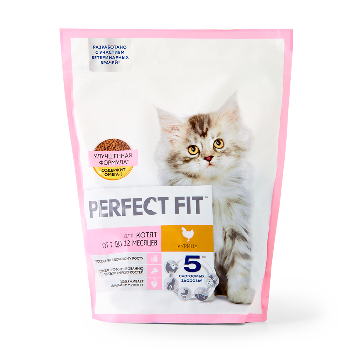 Изображение товара Сухой корм для котят от 2 до 12 месяцев Perfect Fit с курицей 650 г