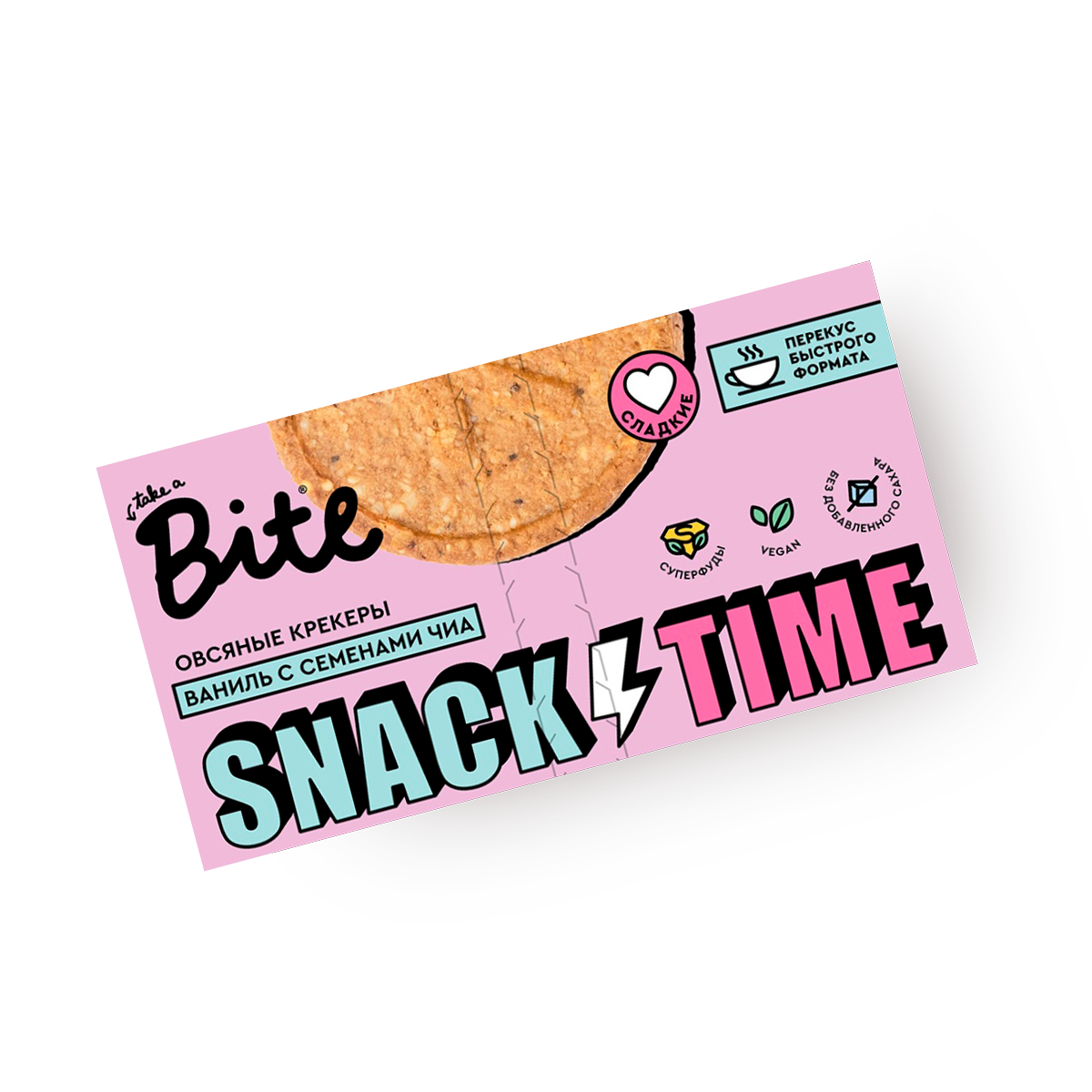 Изображение товара Крекеры овсяные Take a Bite ваниль с семенами чиа без добавленного сахара 125 г