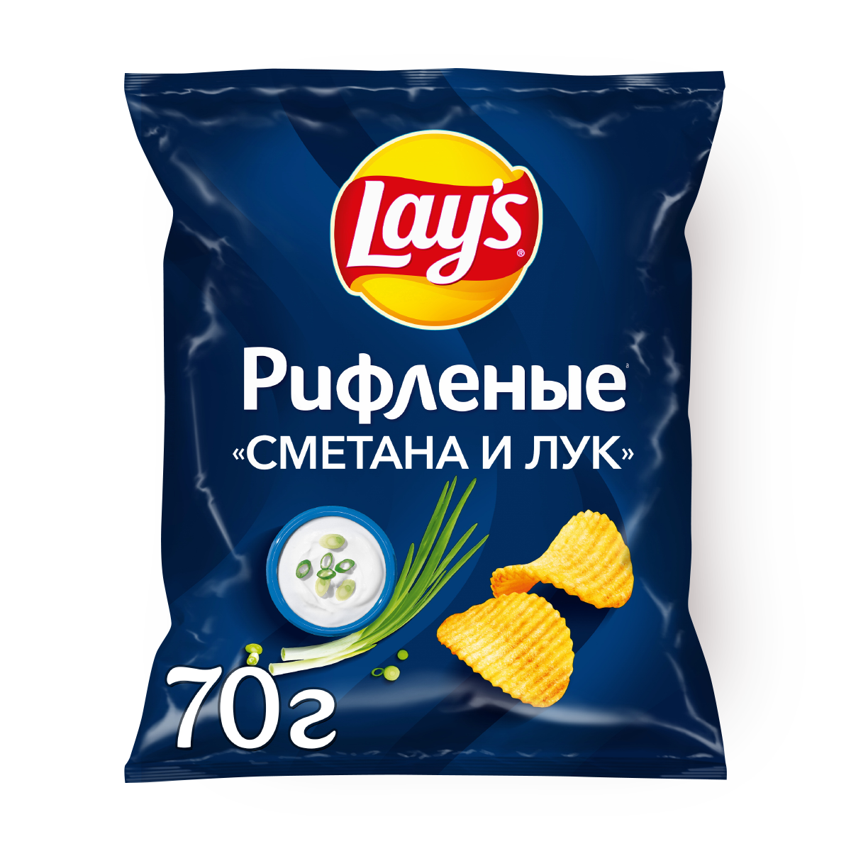Изображение товара Чипсы Lay's сметана и лук рифлёные 70 г