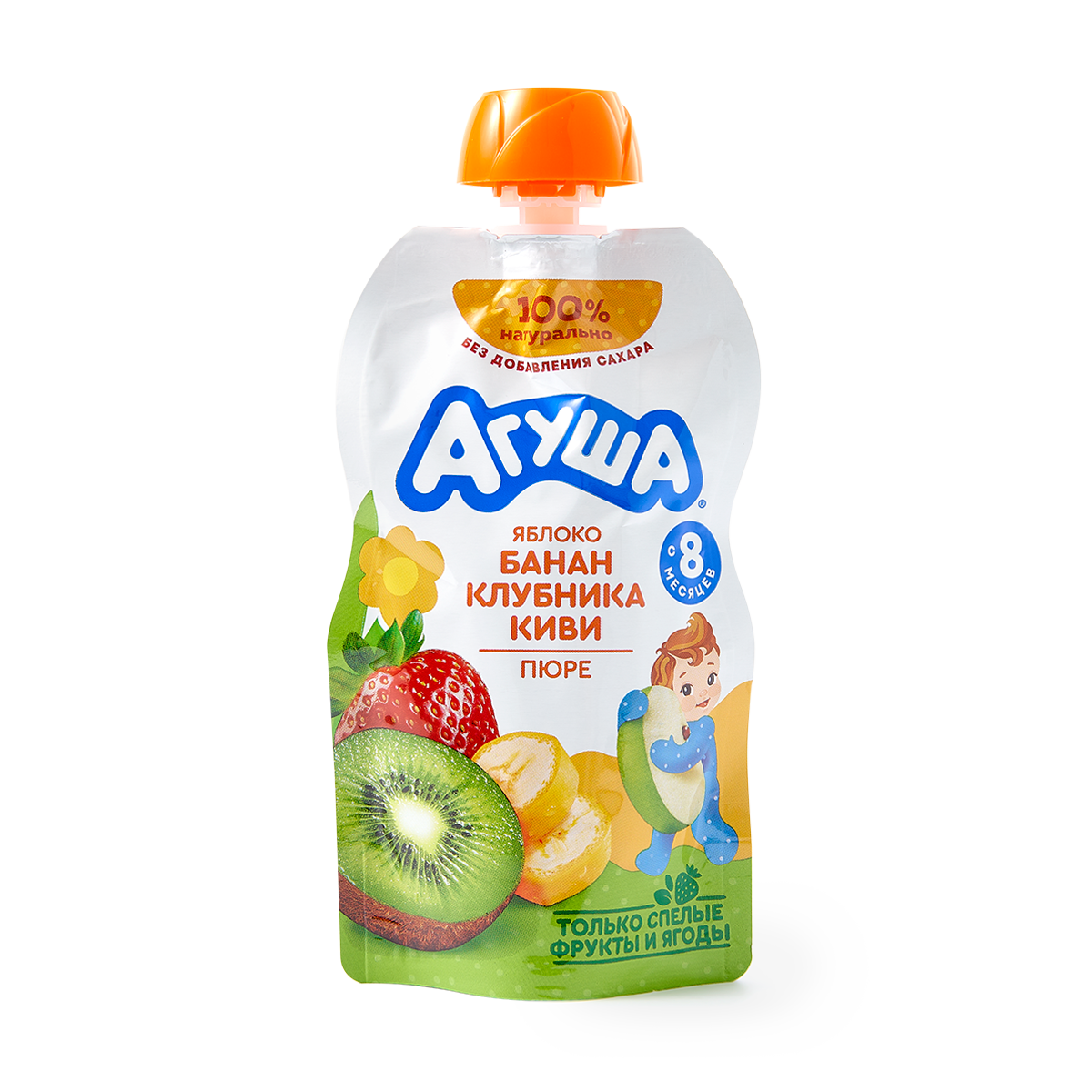 Изображение товара Пюре «Агуша» яблоко-банан-клубника-киви с 8 месяцев 90 г