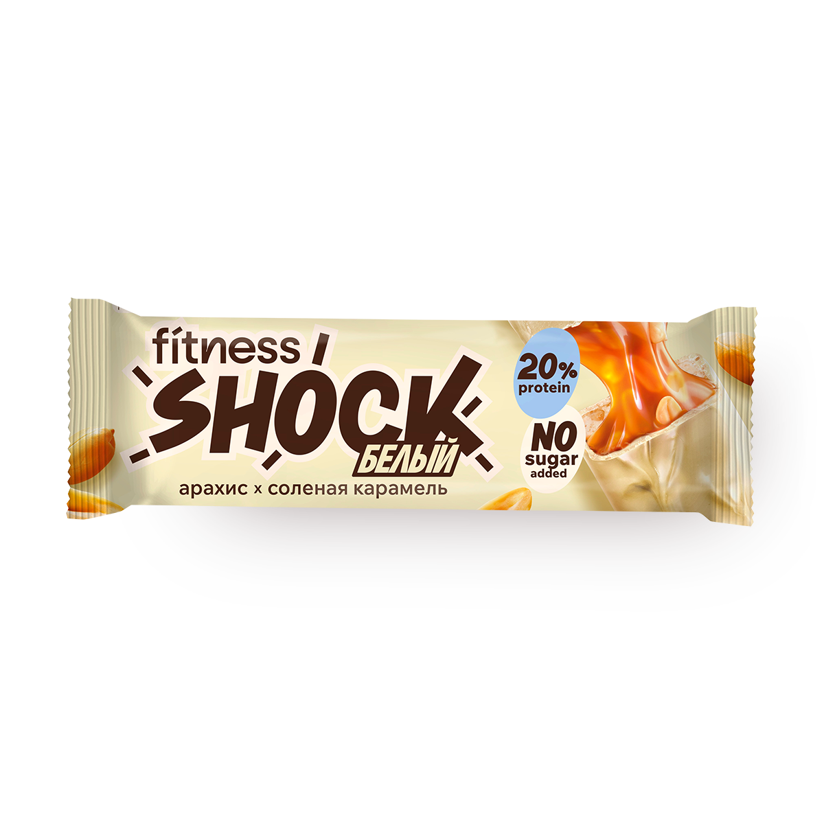 Изображение товара Батончик глазированный FitnesShock Солёный арахис 50 г