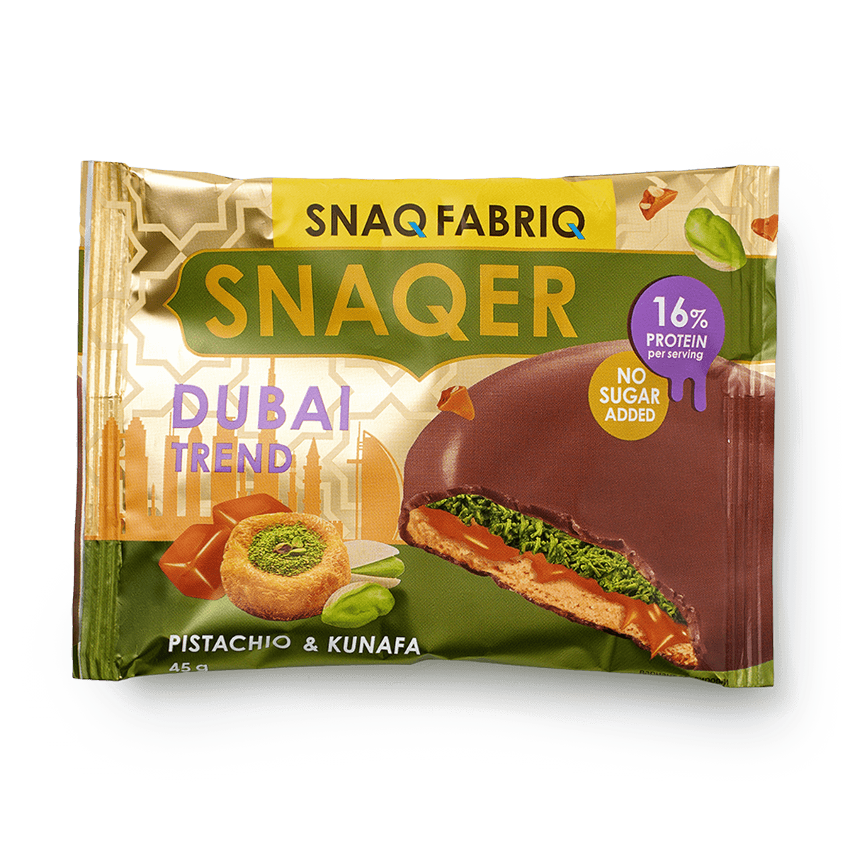 Изображение товара Печенье протеиновое Snaq Fabriq с фисташковой пастой и карамелью 45 г