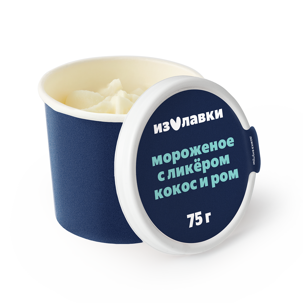 Изображение товара Мороженое сливочное «Из Лавки» с ликёром со вкусом кокоса и рома 75 г