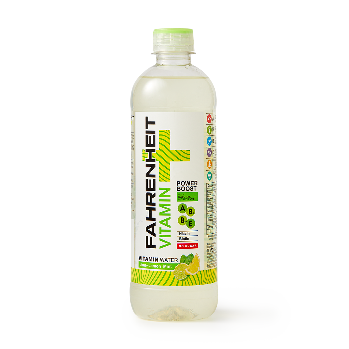Изображение товара Напиток негазированный Fahrenheit Vitamin + лимон-лайм-мята витаминный без сахара 500 мл