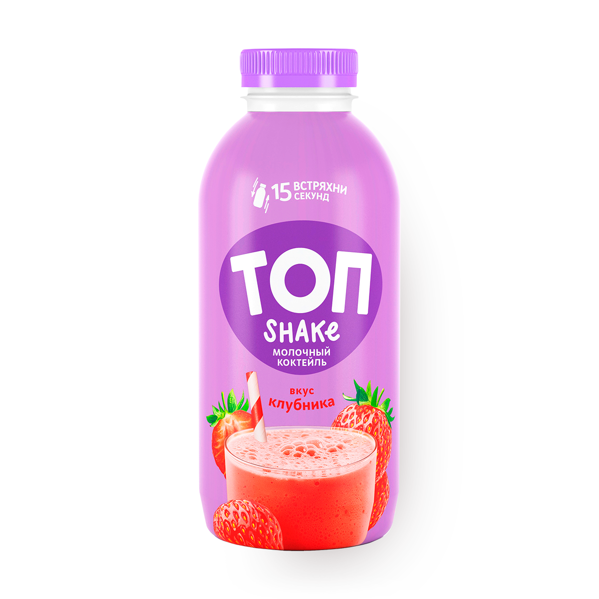 Изображение товара Коктейль молочный «Топ Shake» Клубника 2% 450 г