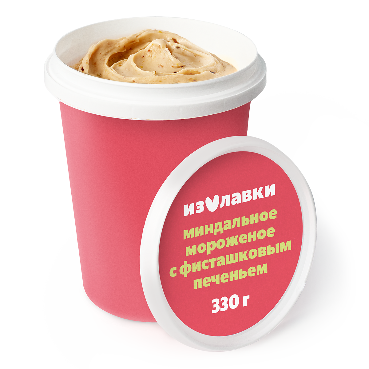 Изображение товара Мороженое сливочное миндальное «Из Лавки» с фисташковым печеньем 330 г