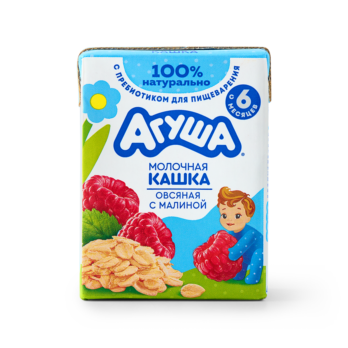 Изображение товара Кашка молочно-овсяная «Агуша» с малиной с 6 месяцев 200 мл