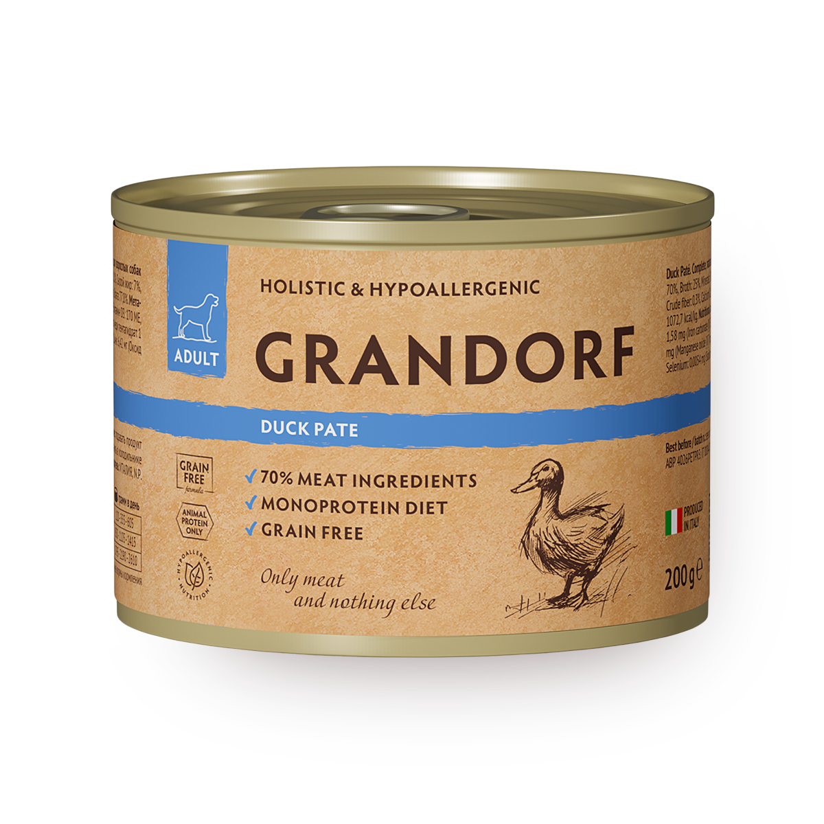 Изображение товара Консервы для собак Grandorf утка 200 г