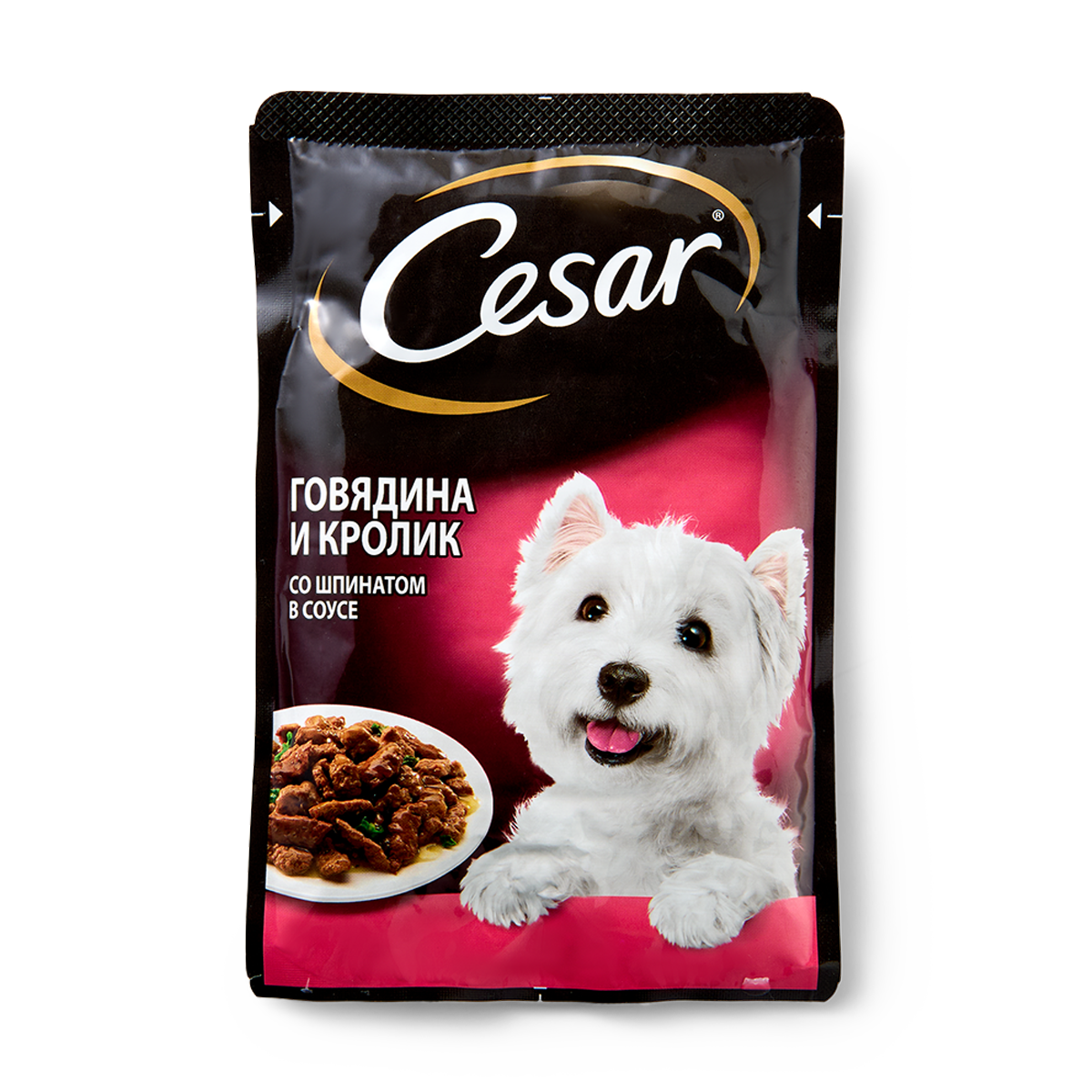 Изображение товара Влажный корм для собак Cesar говядина и кролик со шпинатом в соусе 85 г